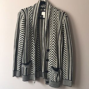 Cream/Black striped sweater cardigan